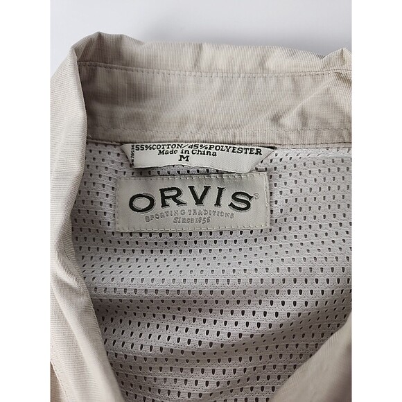 Orvis Mens Medium Long Sleeve Khaki Fishing Shirt Mesh Lined Vented Back - Picture 16 of 16